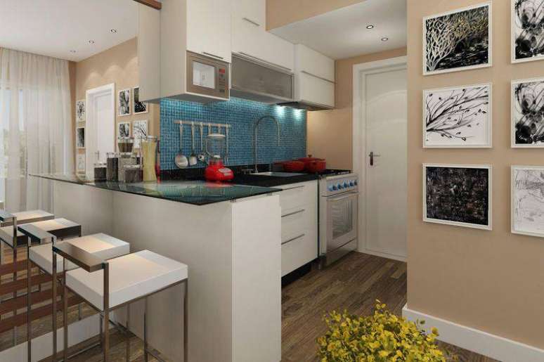 24. Banquetas branca deixam o ambiente mais leve e claro