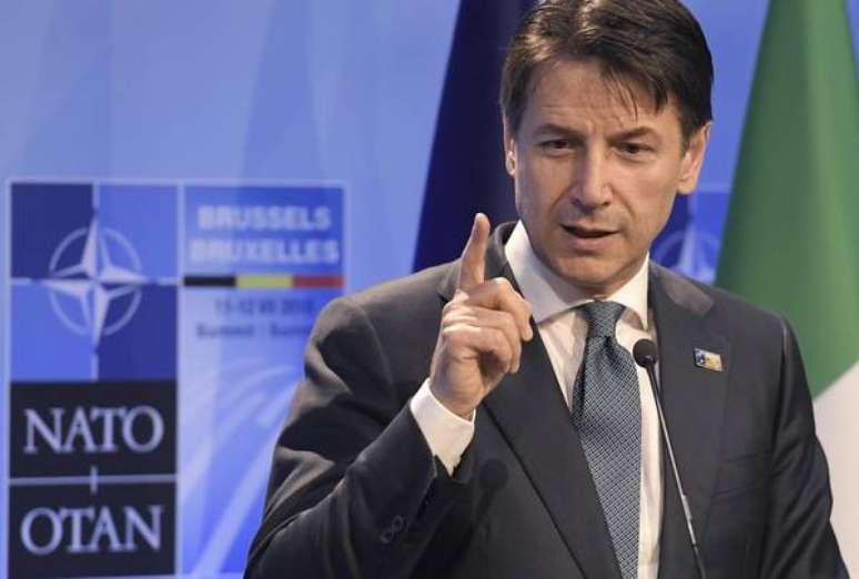 Giuseppe Conte durante cúpula da OTAN, em Bruxelas