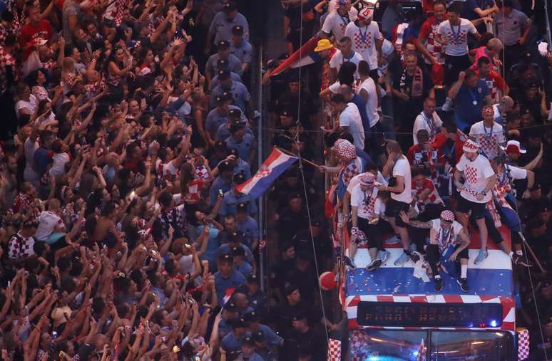 Recepção em Zagreb para a seleção da Croácia, após o vice-campeonato mundial na Copa do Mundo da Rússia