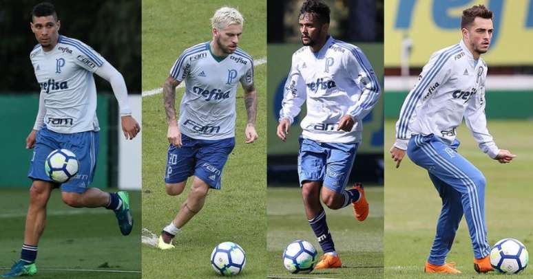 Moisés, Lucas Lima, Scarpa e Hyoran: não há lugar para todos entre os titulares - FOTO: Agência Palmeiras