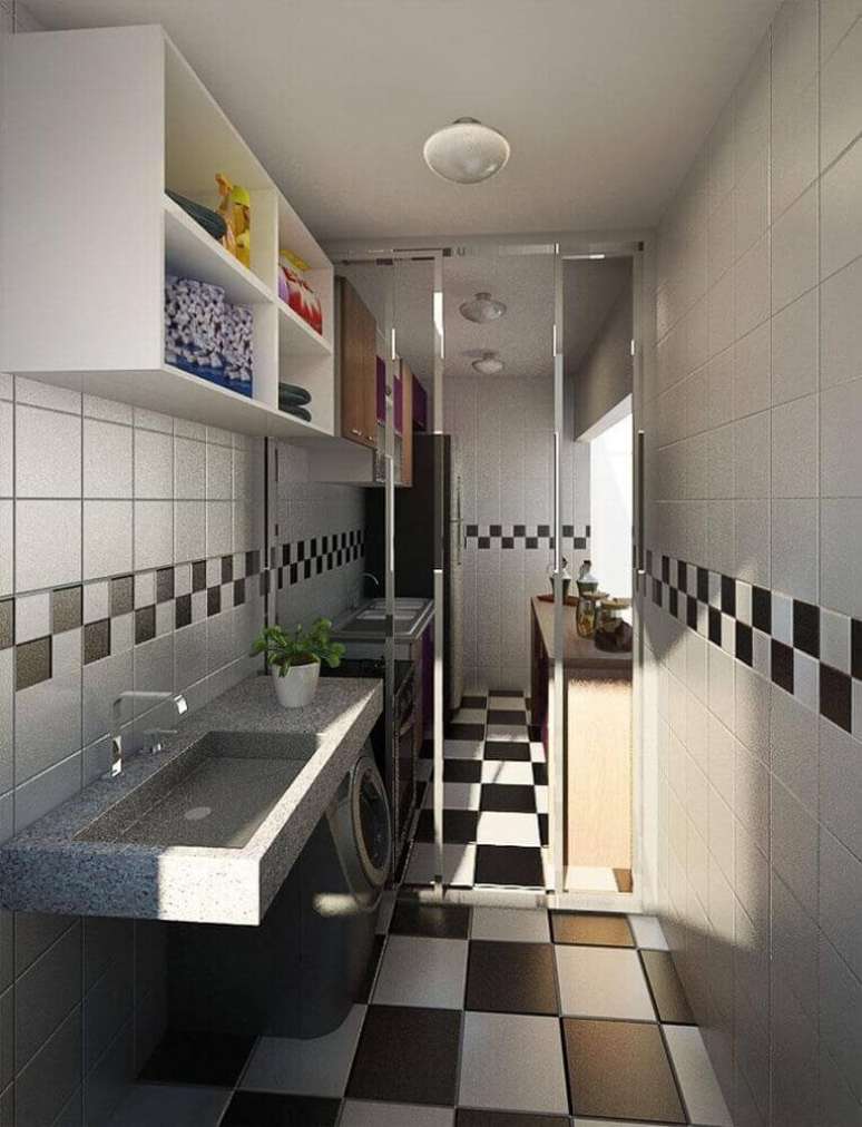 14. Se você quiser, também é possível combinar o azulejo para cozinha com o piso