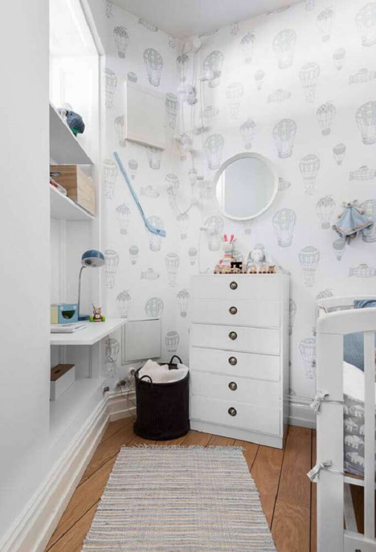 10. Prefira tons claros para a decora&ccedil;&atilde;o de quarto pequeno de beb&ecirc;