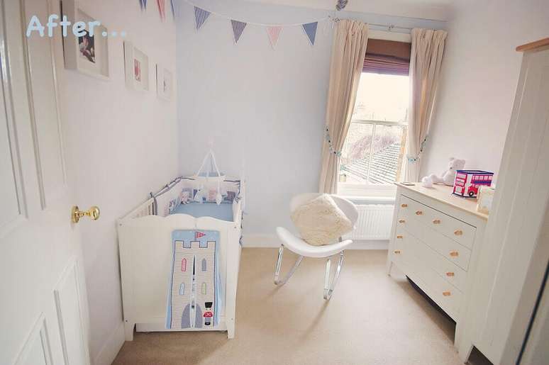 38. Poltrona moderna para quarto de beb&ecirc; pequeno decorado