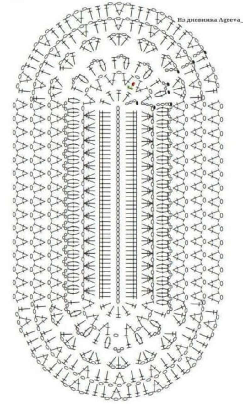 8. Este gráfico de tapete de crochê tem um tamanho ótimo para usar em cozinhas e banheiros