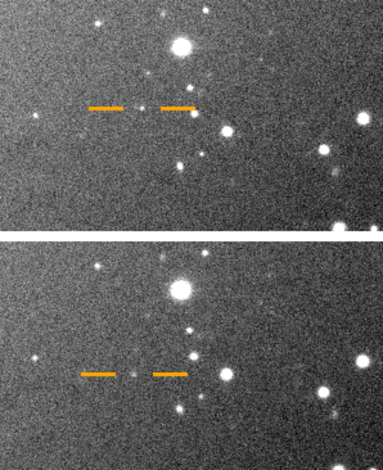 Fotos de telescópio usadas na descoberta