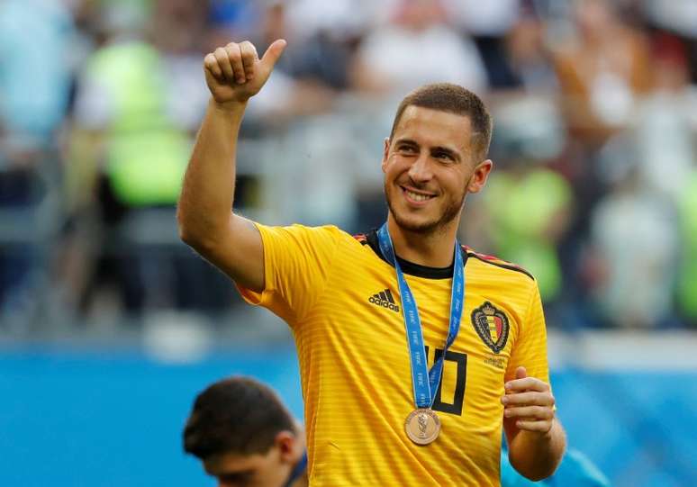Hazard comemora terceira colocação da Bélgica na Copa do Mundo
 14/7/2018      REUTERS/Toru Hanai 