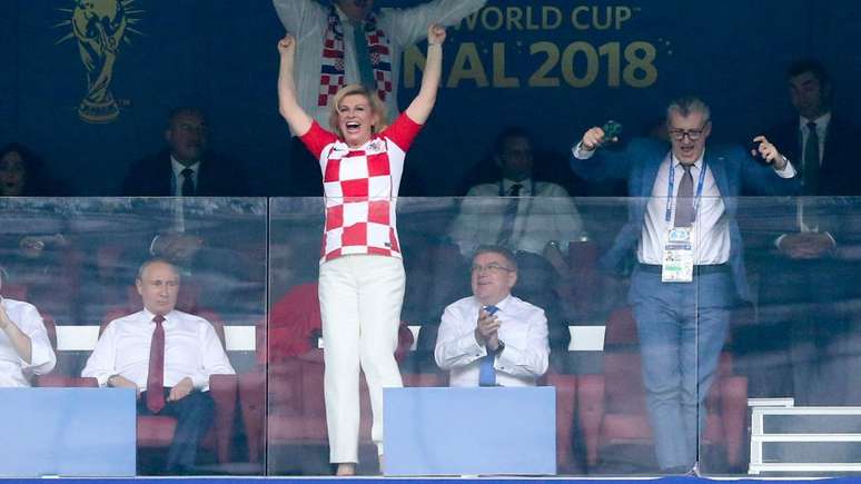 A presidente rompeu com o protocolo oficial em v&aacute;rias ocasi&otilde;es durante a final contra a Fran&ccedil;a