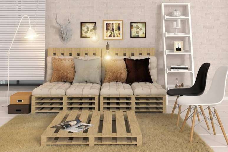 3. O modelo&nbsp;decorativo traz elementos que destacam a sala de estar escandinava.