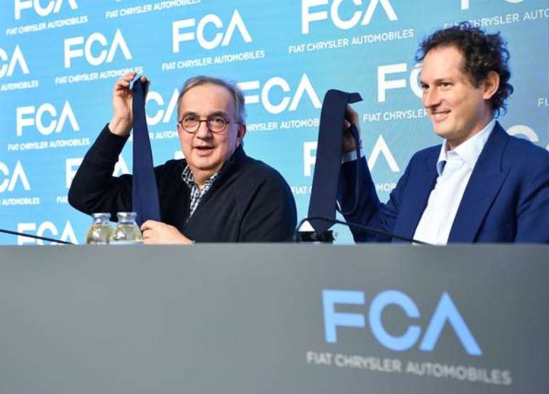 Sergio Marchionne e John Elkann durante evento da FCA