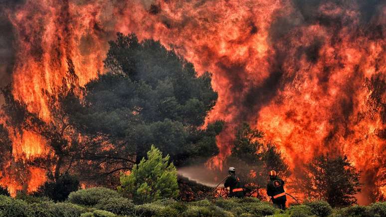 As chamas se propagam devido ao calor, a seca e os ventos