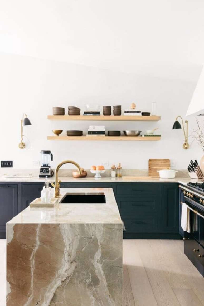 9. Tipos de mármore para cozinha decorada – Foto: Julia Robbs