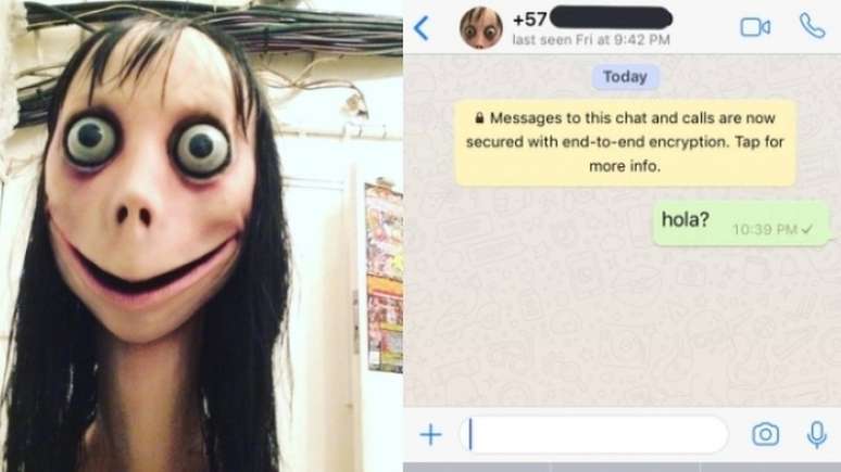 A Momo interage com quem escreve para ela através do WhatsApp, às vezes, de um número mexicano