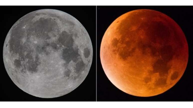 Quando acontece um eclipse total, a Lua pode ficar com um tom avermelhado