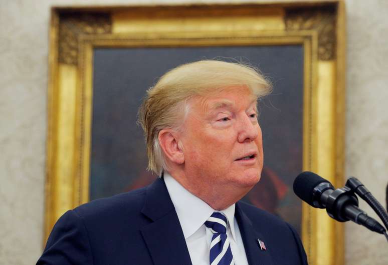 Presidente dos EUA, Donald Trump, discursa durante cerim&ocirc;nia no Sal&atilde;o Oval da Casa Branca
30/07/2018 REUTERS/Brian Snyder