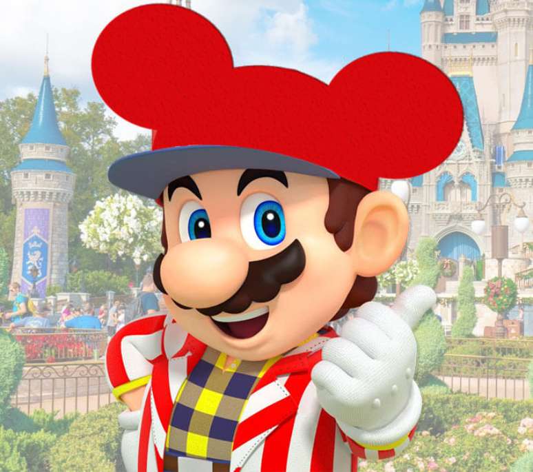 Mario tentando salvar a princesa Minnie no castelo do Magic Kingdom? É, pensamos nisso também...
