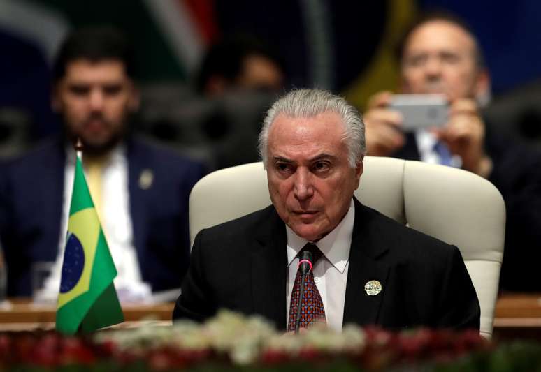 Presidente Michel Temer durante c&uacute;pula dos Brics em Joahanesburgo
26/07/2018 REUTERS/Themba Hadebe/Pool via REUTERS