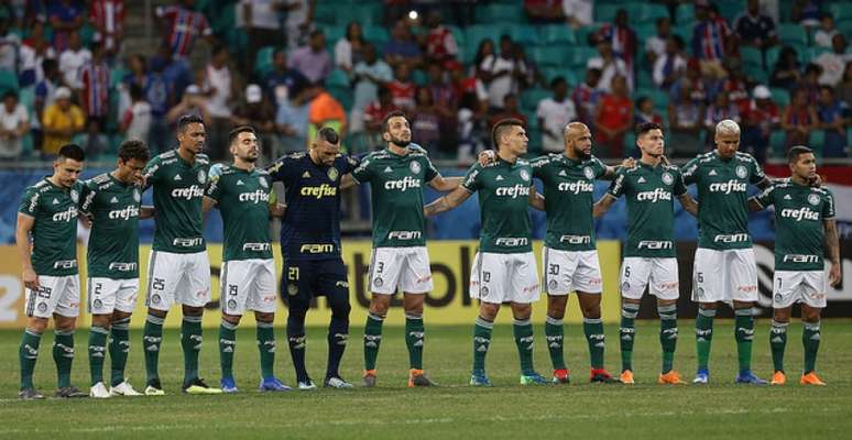 Jogadores do Palmeiras antes da partida contra o Bahia, pela Copa do Brasil (Foto: Cesar Greco)