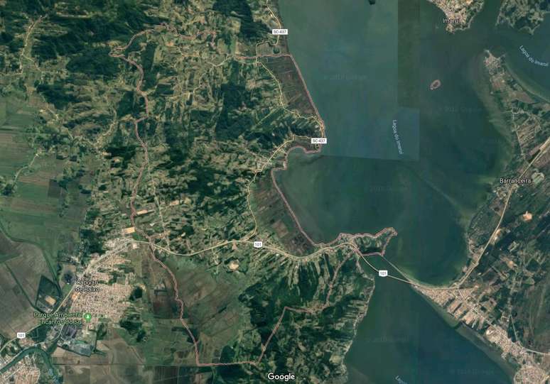 Com territ&oacute;rio destacado em vermelho, Pescaria Brava foi emancipada de Laguna