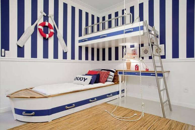4- Quarto de menino estilo marinheiro. Fonte: Pinterest