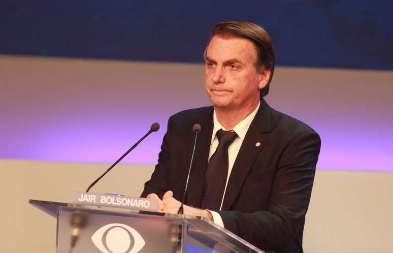 O candidato Jair Bolsonaro, do PSL. no debate da Band no primeiro turno
