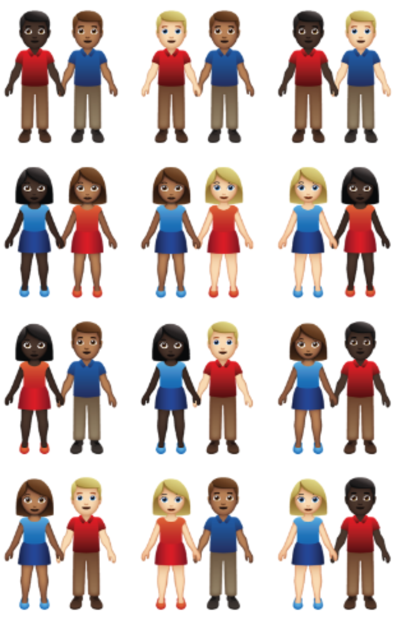 Emojis de casal poderão ter variação de raça em 2019