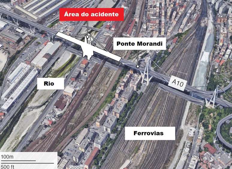Gr&aacute;fico sobre a ponte que caiu na It&aacute;lia
