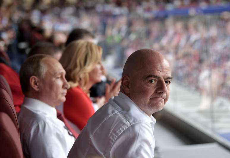 Gianni Infantino durante jogo da Copa do Mundo na Rússia