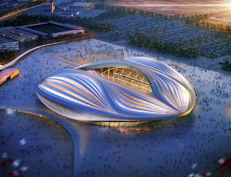 Ilustração do estádio de Al Wakrah, uma das sedes da Copa do Mundo de 2022