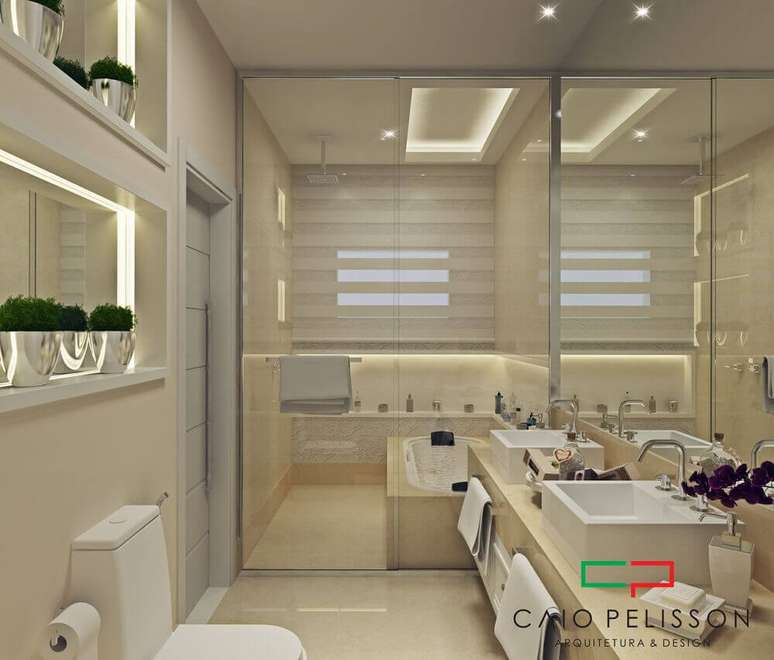 11. Alguns modelos de nicho para banheiro veem com ilumina&ccedil;&atilde;o de LED.