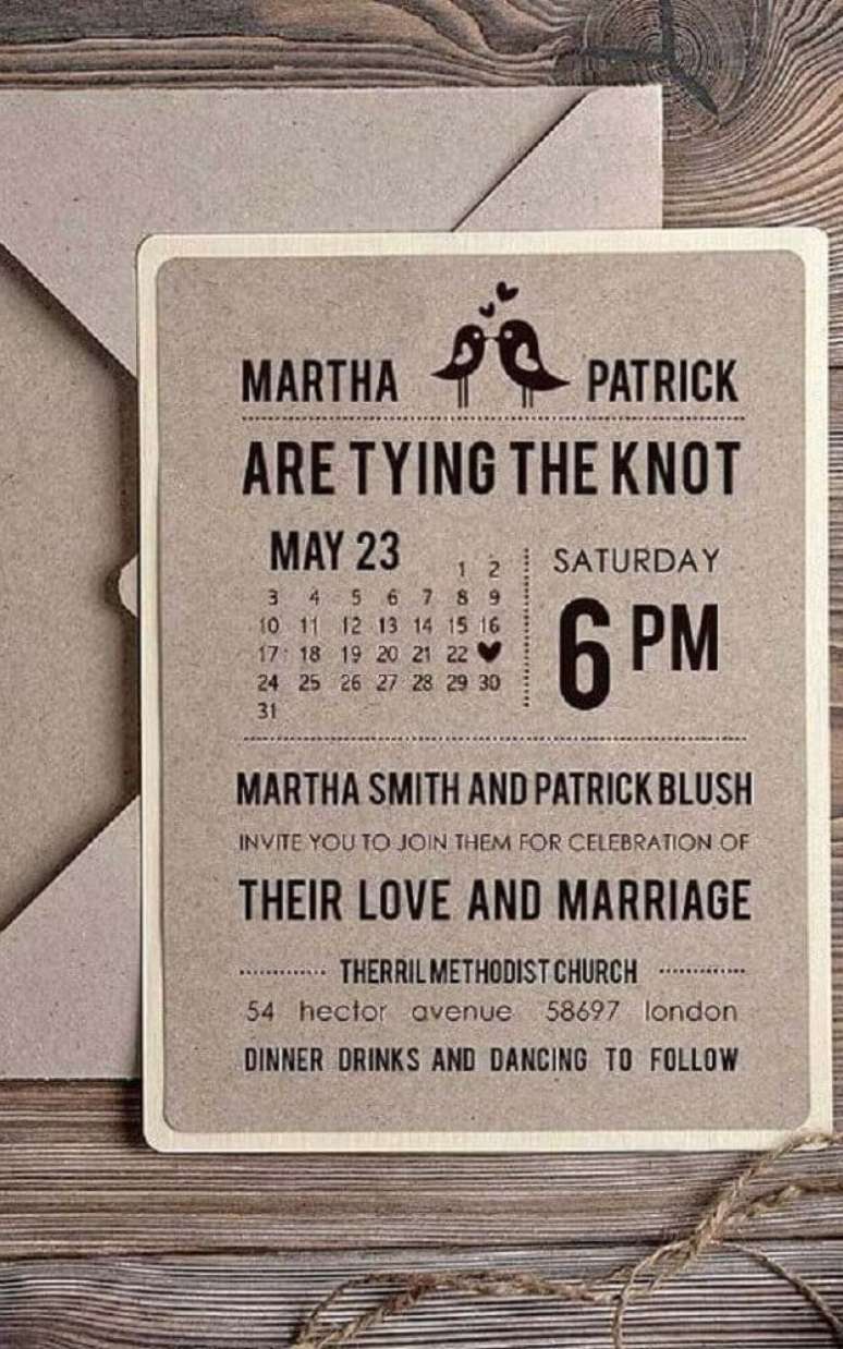 54. Ideia para convite de casamento barato e simples com papel reciclável – Foto: Pinterest