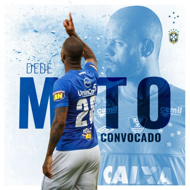Dedé foi muito festejado pela convocação -Divulgação/Cruzeiro