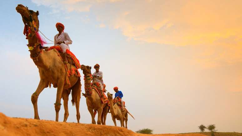 Por alguns s&eacute;culos, transporte por meio de camelos marcou o norte da &Aacute;frica e Oriente M&eacute;dio