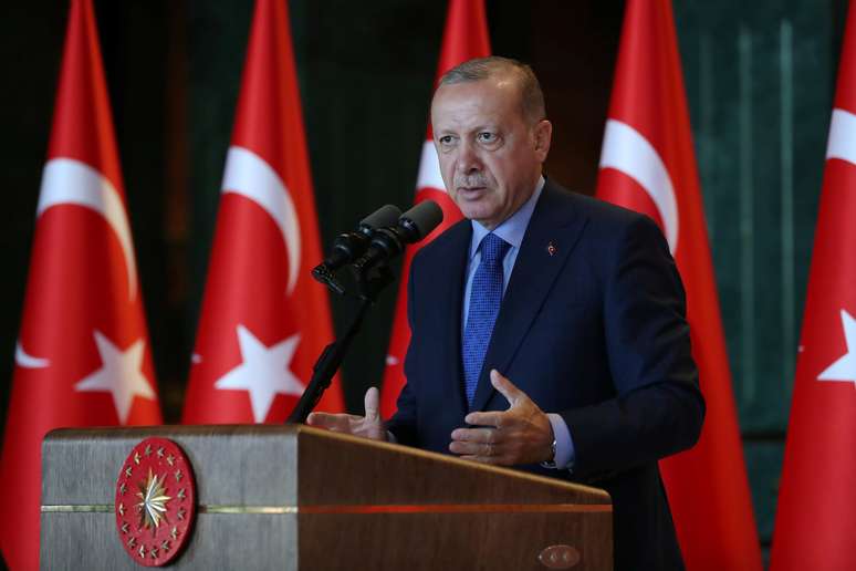 Presidente turco, Tayyip Erdogan, em Ancara 13/08/2018 Kayhan Ozer/Palácio Presidencial/Divulgação via Reuters