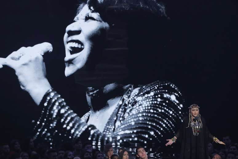 Madonna fala durante homenagem à  Aretha Franklin em premiação em Nova York 20/08/2018 REUTERS/Lucas Jackson