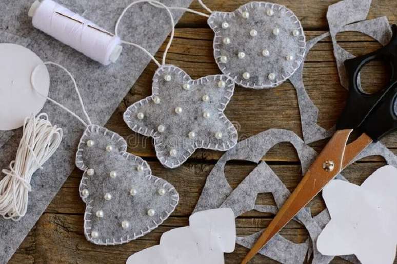 94. Natal decorado com artesanato de feltro &ndash; Foto: Dreams Time