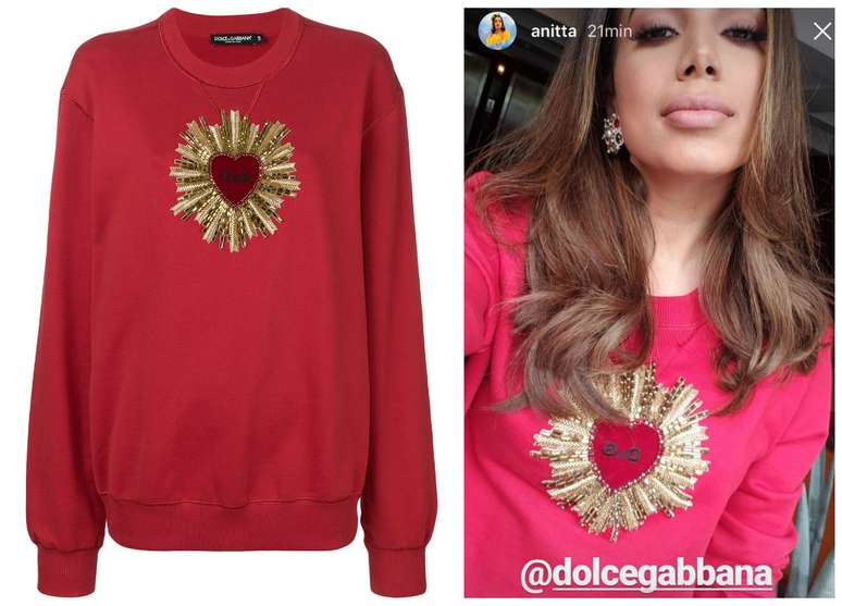 Anitta e a blusa Dolce & Gabbana (Fotos: Reprodução/Instagram/Farfetch)