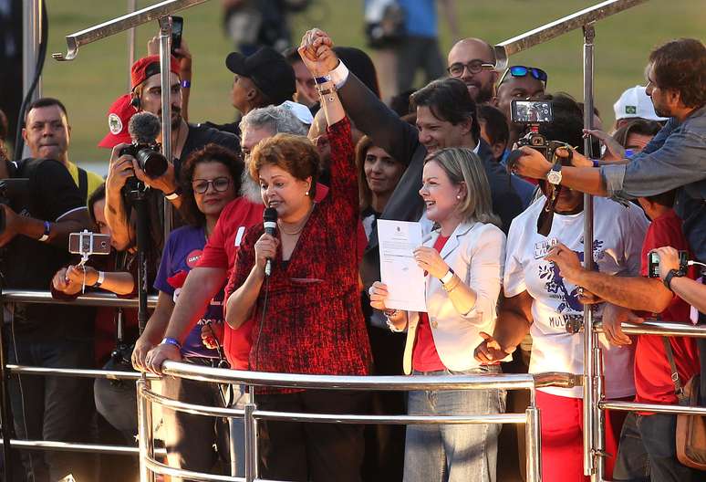 Dilma Rousseff, Fernando Haddad e Gleisi Hoffman