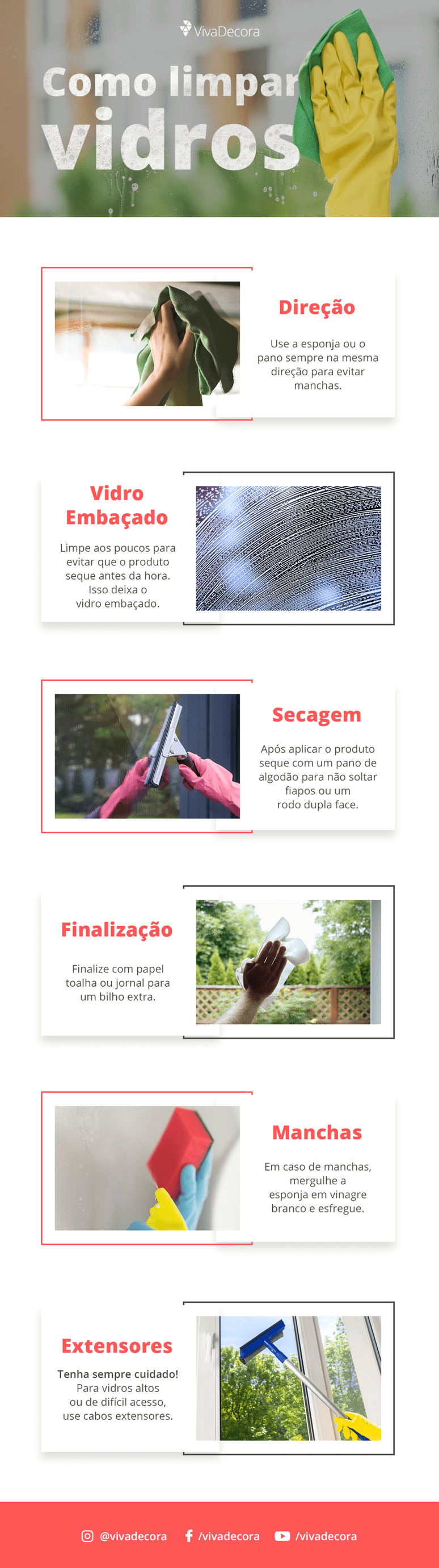 Infográfico – Como limpar vidros
