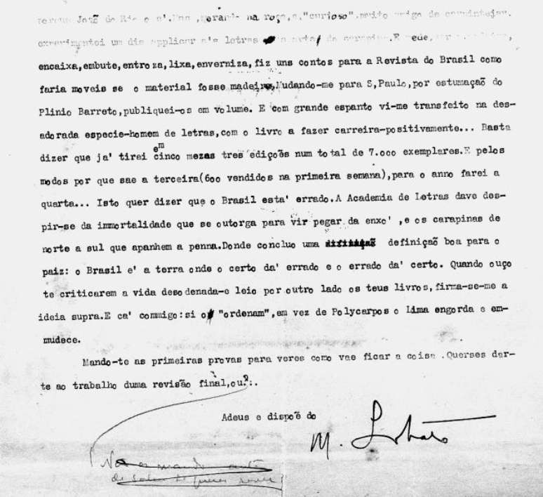 'O Brasil é a terra onde o certo dá errado, e o errado dá certo', diz Monteiro Lobato ao escritor Lima Barreto numa carta de 1918, ano da edição de 'Urupês'.