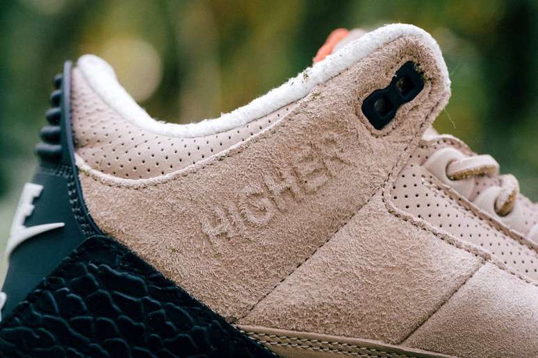 Detalhe do modelo Air Jordan 3 Justin Timberlake Higher, &agrave; venda a partir de 28 de agosto