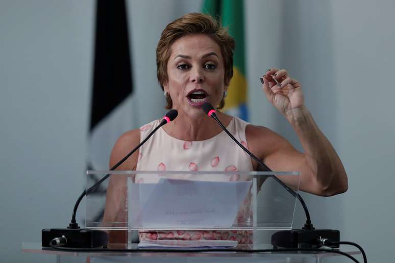 Deputada Cristiane Brasil discursa durante conven&ccedil;&atilde;o nacional do PTB
28/07/2018
REUTERS/Ueslei Marcelino