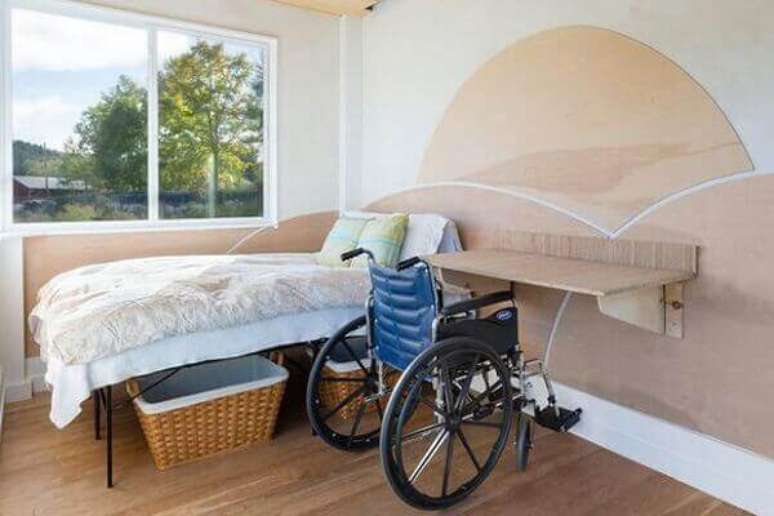 12- Modelos de quartos para portadores de necessidades especiais precisam levar em consideração na decoração a acessibilidade. Fonte: Pinterest