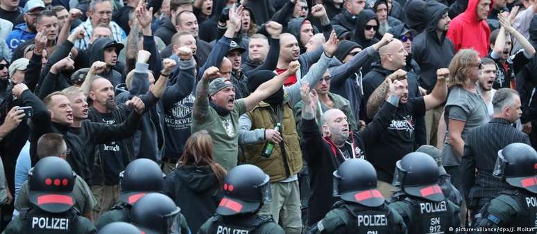 Manifestação de extrema direita em Chemnitz, cidade do estado alemão da Saxônia