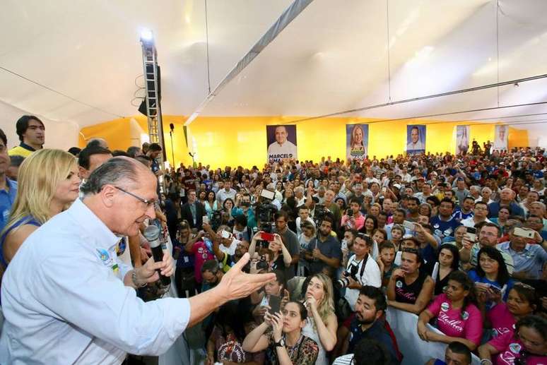 Alckmin em ato da campanha em São Bernardo do Campo, neste domingo, 2