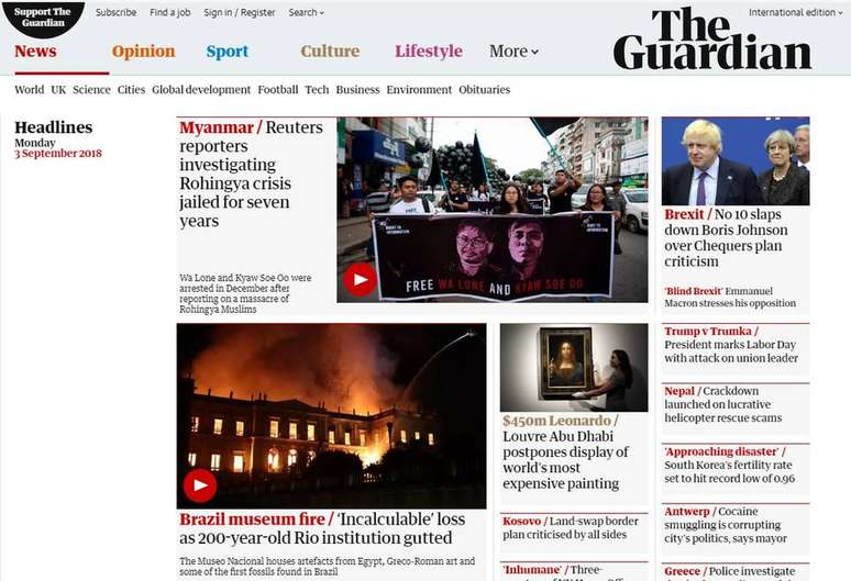 Jornal britânico The Guardian destaca destruição de peças no incêndio do Museu Nacional 