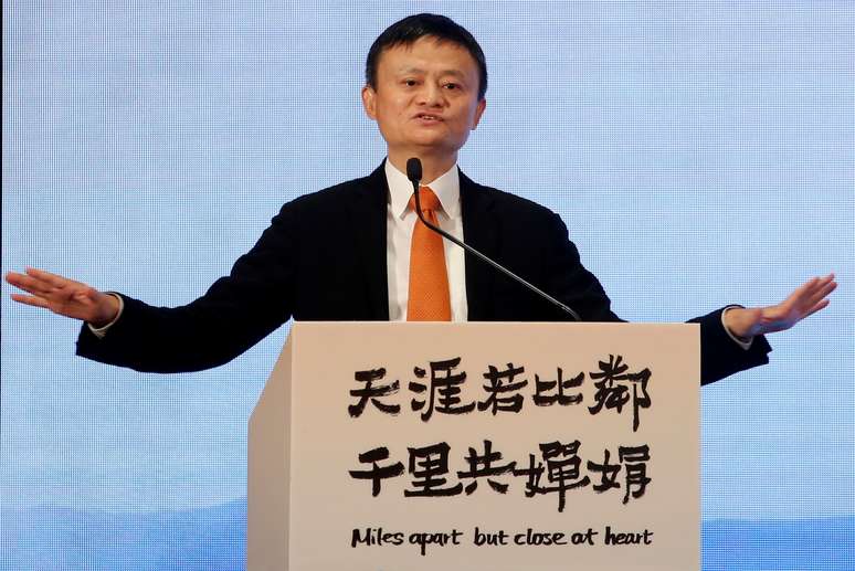 Pesidente-executivo da Alibaba, Jack Ma, durante coletiva em Hong Kong, China
25/06/2018
REUTERS/Bobby Yip 