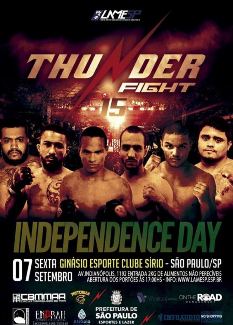 Thunder Fight 15 acontecerá na próxima sexta-feira (7), em São Paulo e promete grande evento (Foto: Divulgação)