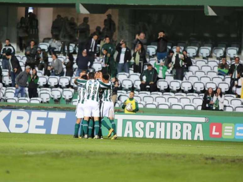 Jogadores do Coritiba comemoram gol na vitória sobre o Boa Esporte