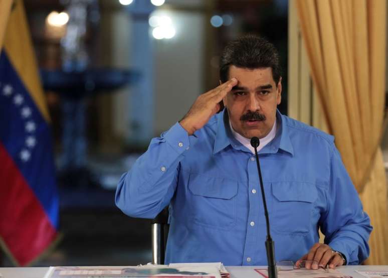 Presidente da Venezuela, Nicolás Maduro, durante encontro com ministros no Palácio Miraflores, em Caracas