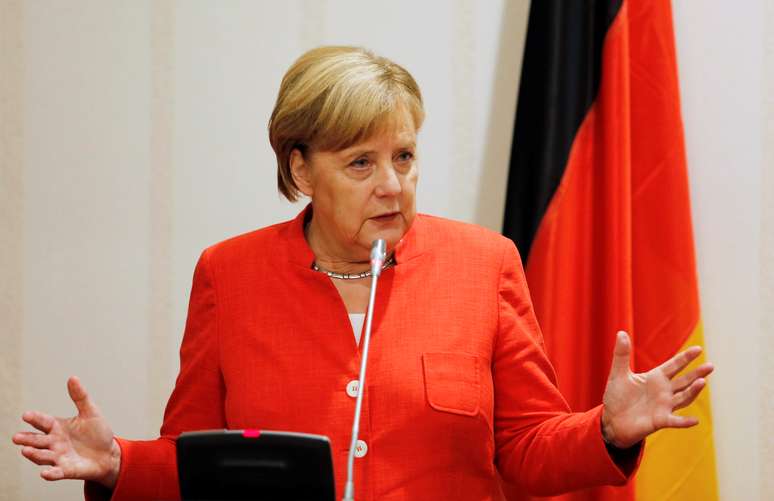 Primeira-ministra alem&atilde;, Angela Merkel, durante coletiva de imprensa
31/08/2018 REUTERS/Afolabi Sotunde